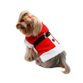 Santa Hooded Sweater with Soft Fur Trims (Color: Red, size: L)