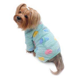 Ultra Plush Colorful Hearts Turtleneck Pajamas (Color: Blue, size: S)