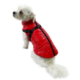 Water Resistant Puffy Vest with Built (Color: Red, size: M)